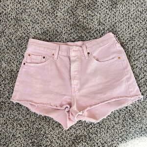 EUC Levi's 501 denim shorts. Size 29. Color is pink